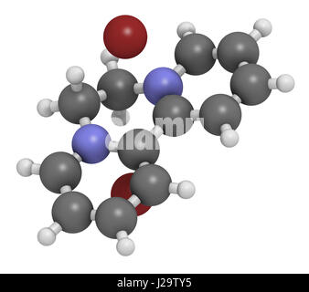 Diquat dibromide contact herbicide molecule 3D rendering. Atoms are represented as spheres with conventional color coding: hydrogen (white), carbon (g Stock Photo