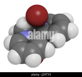 Diquat dibromide contact herbicide molecule 3D rendering. Atoms are represented as spheres with conventional color coding: hydrogen (white), carbon (g Stock Photo