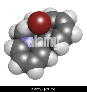 Diquat dibromide contact herbicide molecule 3D rendering. Atoms are represented as spheres with conventional color coding: hydrogen (white), carbon (g Stock Photo