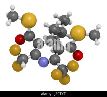 Dithiopyr preemergent herbicide molecule. 3D rendering. Atoms are represented as spheres with conventional color coding: hydrogen (white), carbon (gre Stock Photo