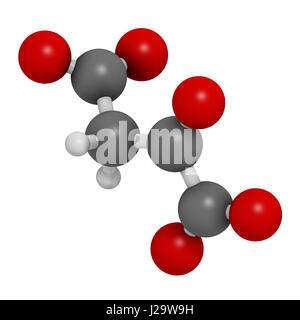 Oxaloacetic acid (oxaloacetate) metabolic intermediate molecule. 3D rendering. Atoms are represented as spheres with conventional color coding: hydrog Stock Photo