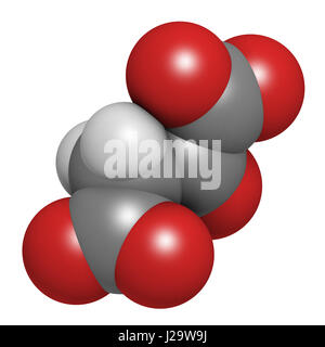 Oxaloacetic acid (oxaloacetate) metabolic intermediate molecule. 3D rendering. Atoms are represented as spheres with conventional color coding: hydrog Stock Photo