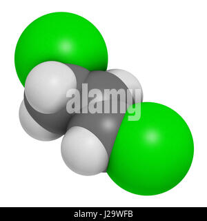 trans-1,3-dichloropropene (dichloropropene) pesticide molecule. 3D rendering. Atoms are represented as spheres with conventional color coding: hydroge Stock Photo