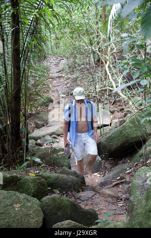 Hin Lad waterfalls Vegetation Path in Ko Samui, Thailand Stock Photo