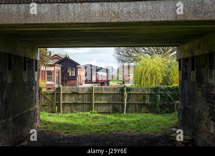 Disused Old North Road railway station on the closed line between Bedford and Cambridge. Stock Photo