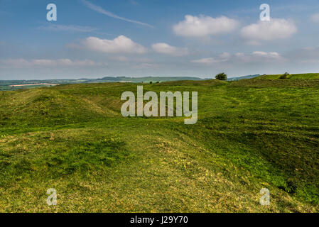 Iron Age earthworks on Whitesheet Hill near Mere, Wiltshire, UK Stock Photo