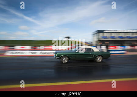 Santa Pod Raceway, located in Podington, Bedfordshire, England, is Europe's first permanent drag racing venue, built on a disused WWII air base. Stock Photo