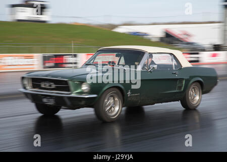 Santa Pod Raceway, located in Podington, Bedfordshire, England, is Europe's first permanent drag racing venue, built on a disused WWII air base. Stock Photo