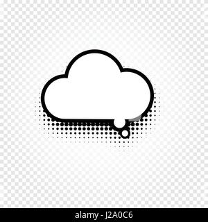 Isolated abstract black and white color comic speech balloon icon on checkered background, dialogue box sign, dialog frame vector illustration. Stock Vector