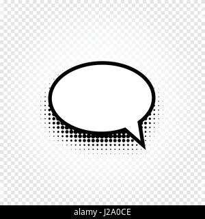 Isolated abstract black and white color comic speech balloon icon on checkered background, dialogue box sign, dialog frame vector illustration. Stock Vector
