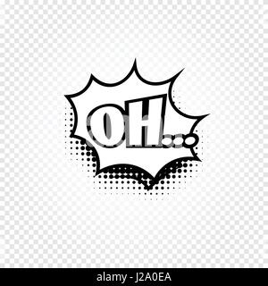 Isolated abstract black and white color comics speech balloon icon on checkered background, dialogue box with popular expressions, pop art dialog fram Stock Vector