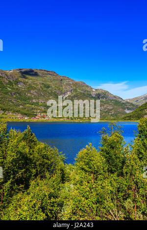 Beautiful natural landscape on a lovely summer day west in Norway Stock Photo