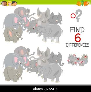 differences game with cartoon elephants characters Stock Vector Image ...