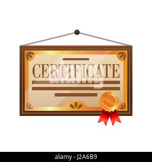 Flat color certificate icon isolated on white background. Stock Vector