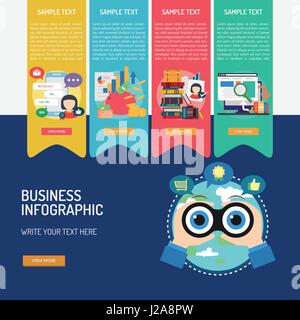 Set of great infographic flat design illustration concepts for business, marketing, promotion and much more. Stock Vector