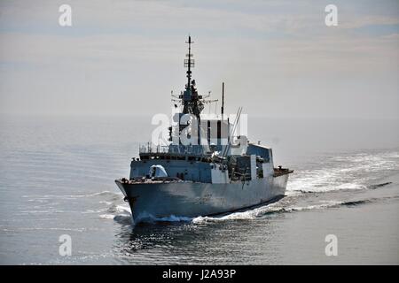 Canadian Forces Halifax-class frigate HMCS Fredericton steams underway during exercise Baltic Operations (BALTOPS) June 12, 2015 in the Baltic Sea.     (photo by Amanda S. Kitchner /US Navy  via Planetpix) Stock Photo