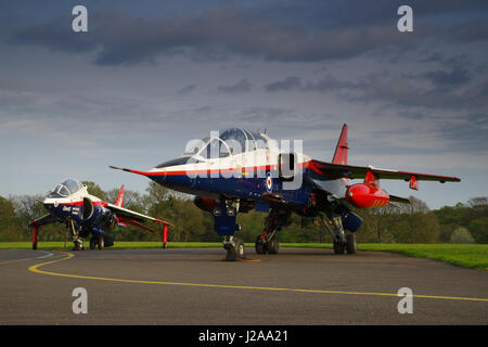 SEPECAT Jaguar T2 A ZB615 and VAAC Harrier XW175 at RAF Cosford, Stock Photo