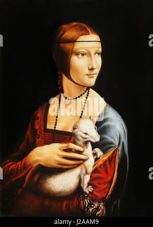 My own reproduction of painting Lady with an Ermine by Leonardo da Vinci. Stock Photo