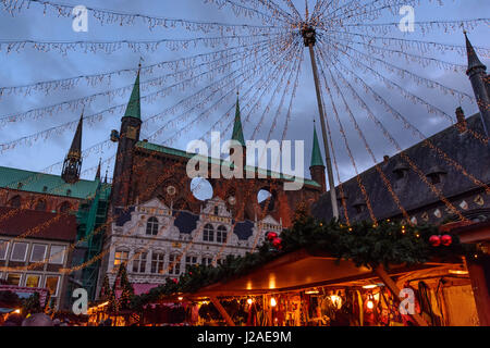 Germany, Schleswig-Holstein, Lübeck, Christmas Market, Lübeck is UNESCO World Cultural Heritage Stock Photo