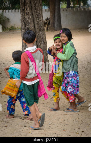Myanmar (Burma), Mandalay Region, Taungtha, Taung Ba, Mandalay Province, Taung Ba Primary School Stock Photo