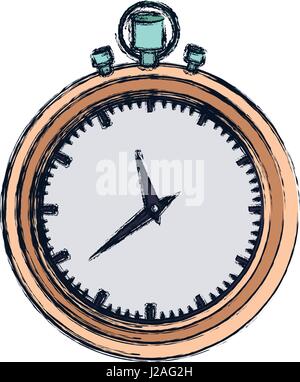 hand drawing color graphic of stopwatch with thick contour Stock Vector