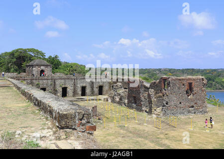 PANAMA, APR 14: San Lorenzo fort Spanish ruins. Environmental factors, lack of maintenance and uncontrollable urban developments have cited UNESCO Lis Stock Photo