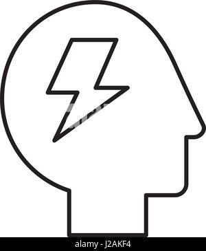 human head profile with thunder Stock Vector