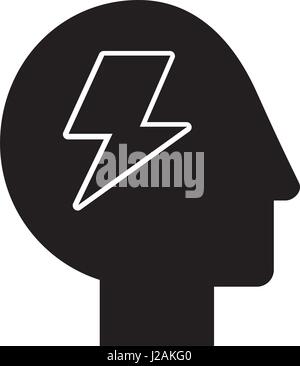 human head profile with thunder Stock Vector