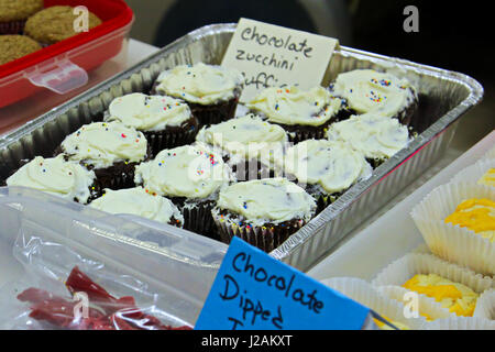 Items set up for sale at a bake sale. Stock Photo