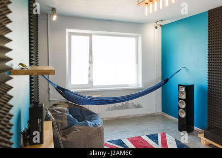 Living room with a hammock in modern style Stock Photo