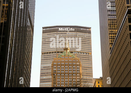 The MetLife Building, behind The Helmsley Building (230 Park Avenue.) New York, New York. Stock Photo