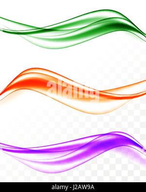 Abstract elegant wavy bright lines set Stock Vector