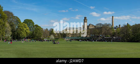 The wonderful village of Saltaire near Bradford. A UNESCO World Heritage site and former home of world famous artist David Hockney Stock Photo