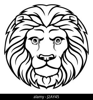 Astrology horoscope zodiac signs, circular Leo lion symbol Stock Photo