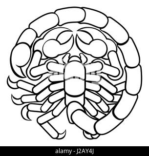 Astrology horoscope zodiac signs, circular Scorpio scorpion symbol Stock Photo