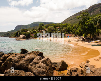 View of the Calhaus beach, near Paraty, Rio de Janeiro, Brazil. Stock Photo