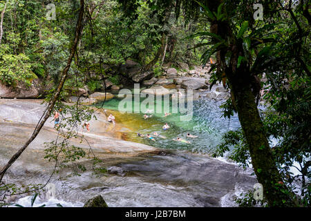 Josephine Falls is a popular swimming spot with beautiful waterfalls in Wooroonooran National Park, near Cairns, Far North Queensland, QLD, Australia Stock Photo