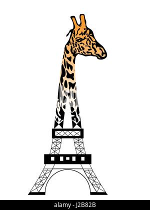 Eiffel tower as fun giraffe vector illustration Stock Vector