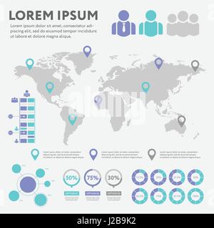 Business infographic concept - vector set of infographic elements in flat design style for presentation, booklet, website. Big set of Infographics. Stock Vector