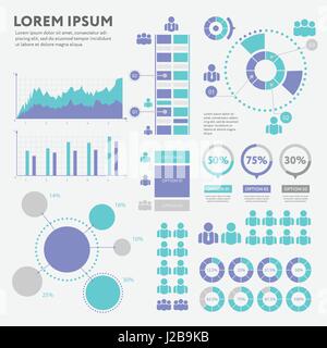 Business infographic concept - vector set of infographic elements in flat design style for presentation, booklet, website. Big set of Infographics. Stock Vector