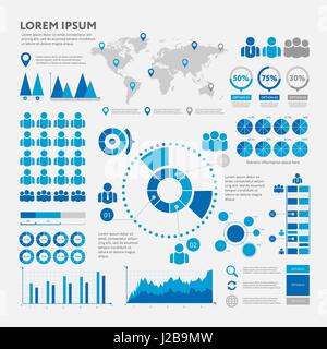 Business infographic concept - vector set of infographic elements in flat design style for presentation, booklet, website. Vector icons set. Stock Vector