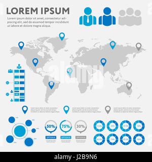Business infographic concept - vector set of infographic elements in flat design style for presentation, booklet, website. Vector icons set. Stock Vector