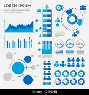 Business infographic concept - vector set of infographic elements in flat design style for presentation, booklet, website. Vector icons set. Stock Vector