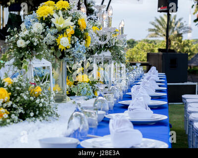 Banquet Table Set for Wedding Stock Photo