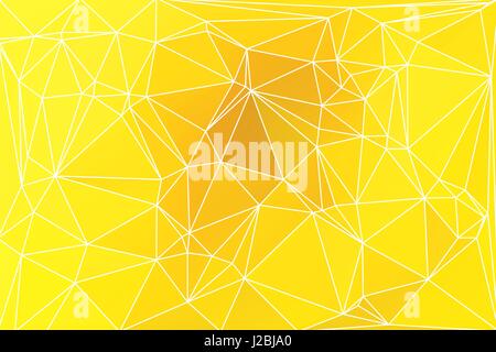 Bright golden yellow abstract low poly geometric background with white triangle mesh. Stock Vector