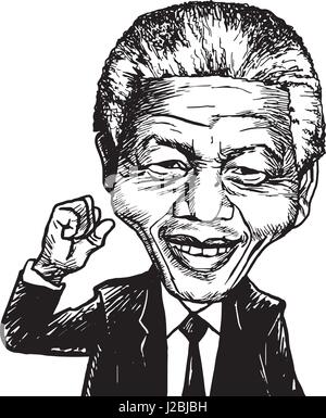 Nelson Mandela Cartoon Caricature Vector Illustration Stock Vector