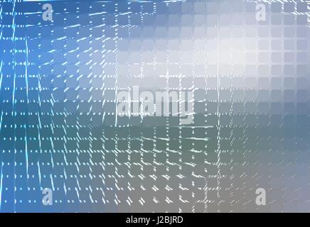 White blue shades glowing spiral mosaic rounded corners square tiles vector background Stock Vector