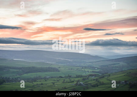 Wonderful sweeping views over North and West Yorkshire from the top of Beamsley Beacon near Ilkley Stock Photo