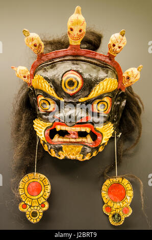 Tibetan Garuda mask exhibit at the Shanghai Museum, Shanghai, China. Stock Photo