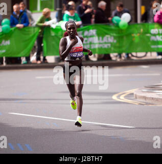Florence Kiplagat of Kenya, competing in the 2017 London Marathon. She went on to finish 9th in a time of 02:26:25 Stock Photo